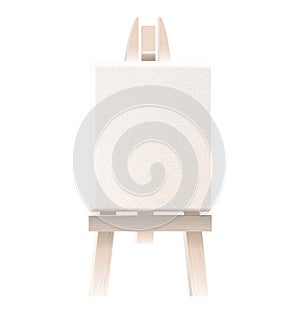 Empty blank canvas on wooden easel