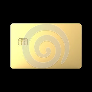 Empty Blank of Golden Credit Card Isolated on Black Background.