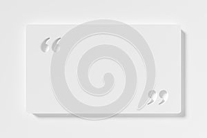 Empty, blank quotation mark speech bubble on white background, quote, speech or message template frame