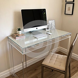 Empty Blank Table Top Desk on Wall Background