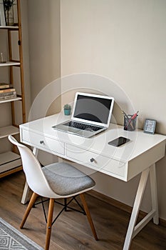 Empty Blank Table Top Desk on Wall Background