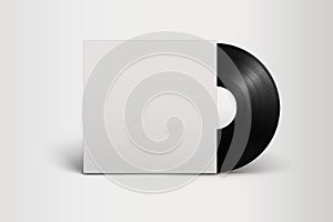 Empty blank vinyl record with cover Mock up