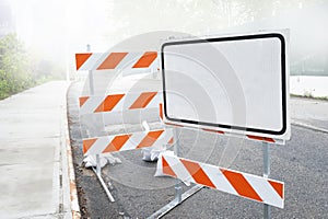 Empty Blank White Road Sign