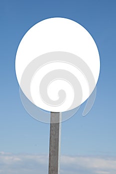 Empty blank white sign billboard in blue sky