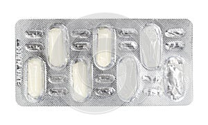 Empty blister pack of tablets isolated