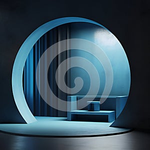 Empty blue background and potlight, arts & architecture, indoor