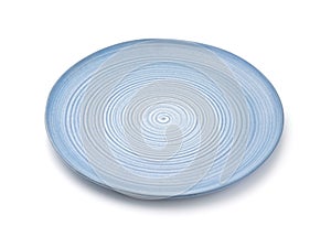Empty blue handmade ceramic plate
