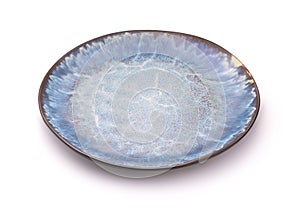 Empty blue handmade ceramic plate