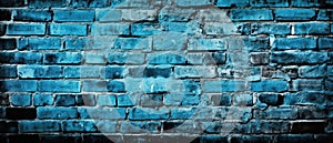 Empty blue old brick wall background texture for design With Copy Space