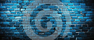 Empty blue old brick wall background texture for design With Copy Space