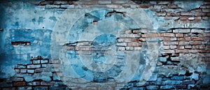 Empty blue old brick wall background texture for design With Copy Space