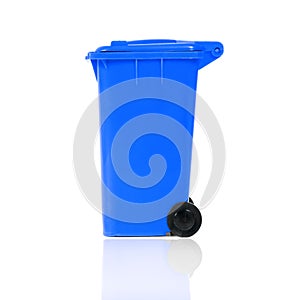 Empty blue recycling bin