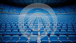 Empty Blue Seats In A Large Stadium Capturing The Essence Of Anticipation. Generative AI