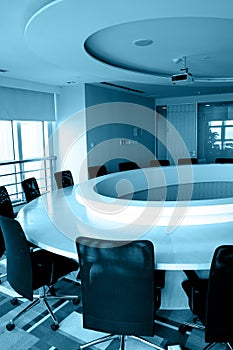 Empty boardroom with round table