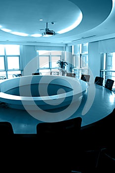 Empty boardroom with round table