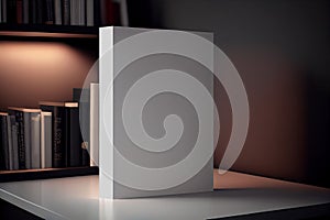 Empty Book Template. Standing closed book with white Cover. Mock Up . AI generated