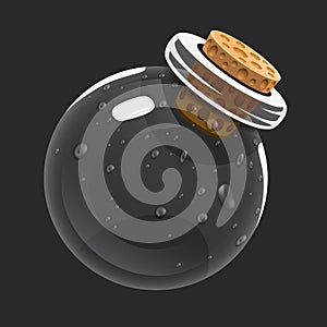 Empty bottle. Game icon of magic elixir. Interface for rpg or match3 game. Empty or used. Big variant.