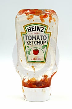 Empty bottle of Heinz Tomato Ketchup