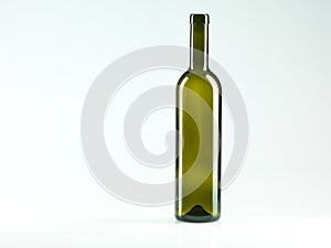 Empty bottle of wine, white background