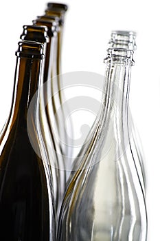 Empty bottles isolated over the white background