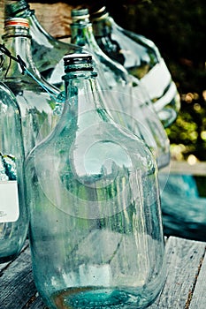 Empty bottles for wine or olive oil