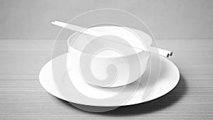 Empty bowl with chopstick black and white color tone style