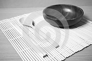 Empty bowl with chopstick black and white color tone style