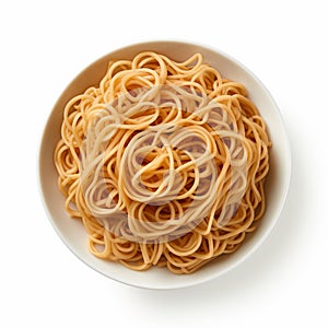 Empty Bowl Of Spaghetti On White Background A Shodo-inspired Gorpcore Delight