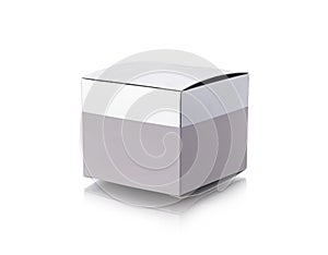 Empty box on refelctive white background