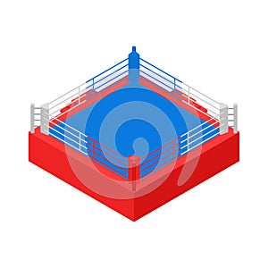 Empty Boxing Ring for Fight Sport Competition Concept 3d Isometric View. Vector
