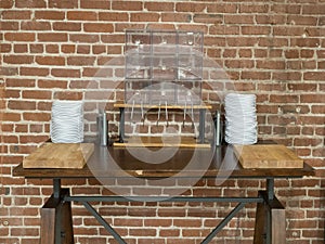 Empty bread containers in lunch room