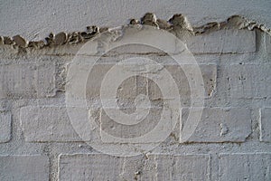 Empty Brick Wall Texture. Painted grunge white stonewall surface  background