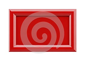 Empty Bright Red Rectangular Frame With White Border On Black Background