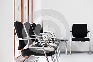 Empty bright waiting room in an office or hospital