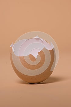 Empty broken brown egg shell