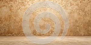 Empty Brown Cream Color Texture Pattern Cement Wall Studio Background. Used for Presenting Cosmetic Nature Products for Sale photo