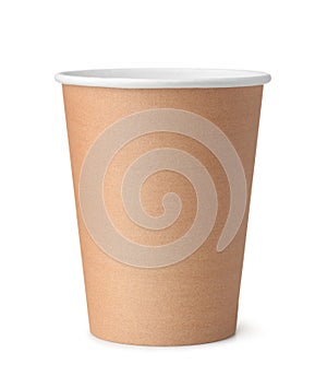 Empty brown disposable paper cup