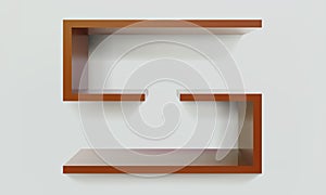 Empty brown double rectangular shelf or niche on wall 3D mockup