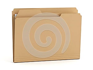 Empty brown file folder on white background