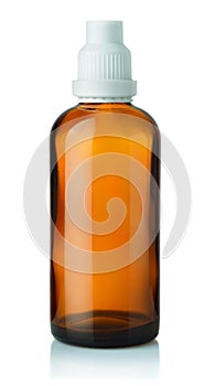 Empty brown medicine glass bottle