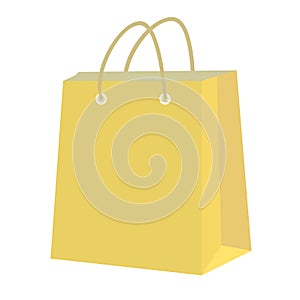 Empty brown paper shopping bag with handles. Online store e-commerce internet order of groceries merchandise concept