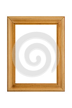 Empty brown photo picture frame isolated on white background closeup