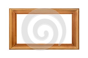 Empty brown photo picture frame isolated on white background closeup