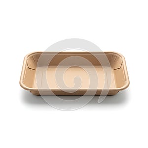 Empty brown rectangular food container with compartments