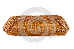 Empty brown whicker basket isolated on white