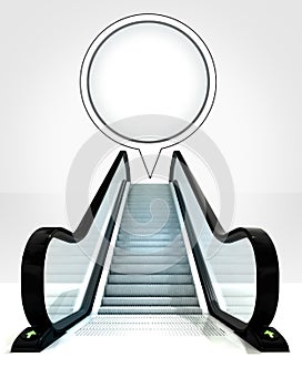 Empty bubble above escalator leading to upwards concept