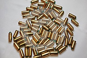 Empty bullet shells on white background