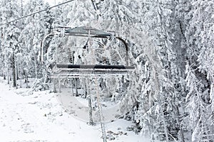 Empty cable car on the cableway transport system