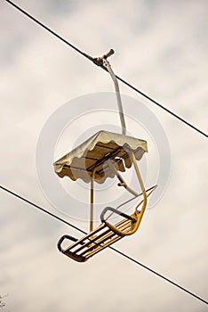 An empty cable car on sky