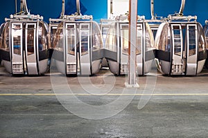 Empty cable cars at empty station